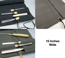 16 Pocket Canvas Heavyweight Tool Rolls, 15" Wide