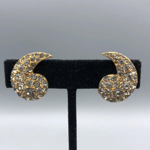 Eisenberg Ice Brushed Gold Tone and Black Diamond Brooch & Earring Set