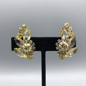 Verified Juliana D&E Lemon Yellow Rhinestone Earrings, 1.5" x 7/8"