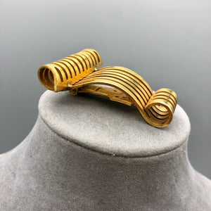 Curvy Scroll Gold Tone Dress Clip, 2" x 1.5"