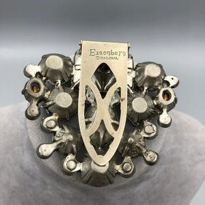 Early Eisenberg Original Pot Metal Dress Clip, Huge with Large Stones