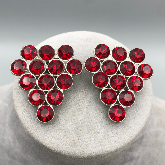 Pair of Siam Ruby Rhinestone Dress Clips, 1 3/8