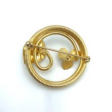 Faux Pearl Circle Brooch in Gold Tone, 1.5"