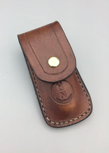 Custom Traditional Two Blade Trapper Folding Knife with Leather Belt Pouch