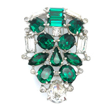 Eisenberg Original Rhodium Plated Pot Metal Fur Clip, Emerald Green