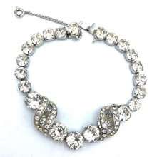 Vintage Signed Eisenberg Rhinestone Bracelet, Huge 8mm Stones with Icing 7.5" Box Clasp