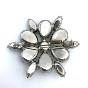 Black Rhinestone Starburst Brooch, 2.5"