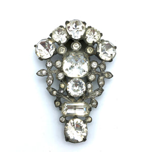 Early Eisenberg Original Pot Metal Dress Clip, Large Cushion Cut