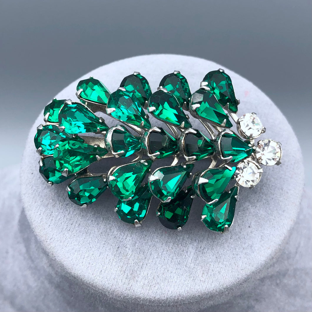 Vintage Signed Eisenberg Emerald Brooch, 2