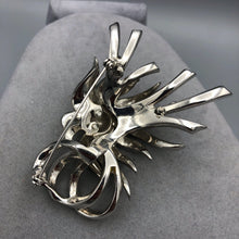 Large Ledo Flower Brooch, Rhodium Plated 1950s Splendour, 3" x 2.25"