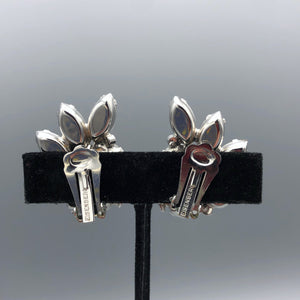 Vintage Signed Eisenberg Rhinestone Earrings, Large Rounds and Navettes, 1.5" x 1"