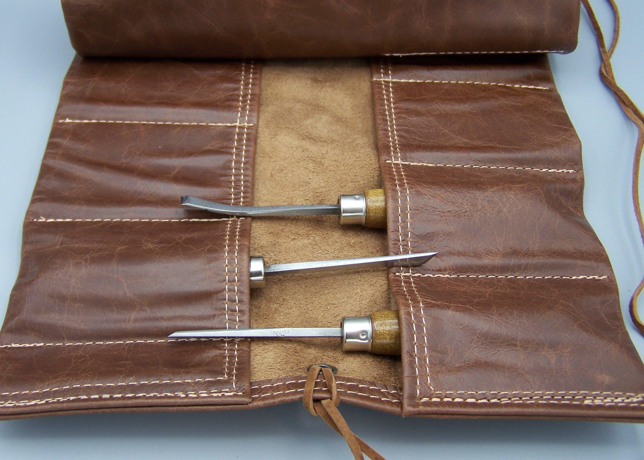 16 Pocket Cognac Leather Tool Roll in 3 Sizes – H bar N Craftworks
