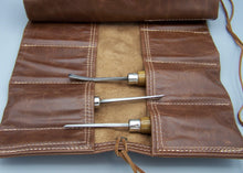 16 Pocket Cognac Leather Tool Roll in 3 Sizes