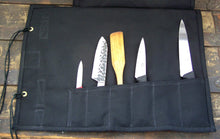 Black Canvas Chef Knife Rolls in 6, 8 or 10 slot, 3 Sizes