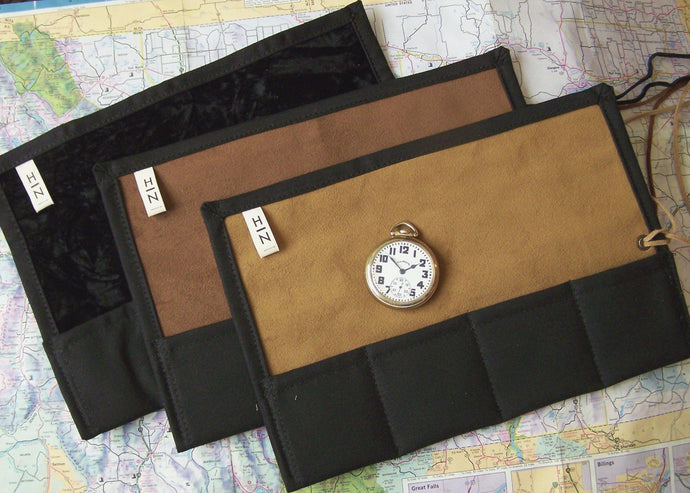 Black Canvas Watch Rolls with 5 Colors of Lining