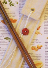 Eco-Friendly Personal Chopstick/Straw Case in Natural Canvas, Red Button