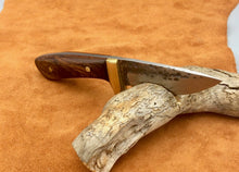 Montana Vigilante Hammered Hunting Knife with Arizona Ironwood Handles and Handcrafted Leather Sheath