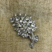Vintage Signed Eisenberg Crystal Flower Brooch, 2.25 x 1.5"